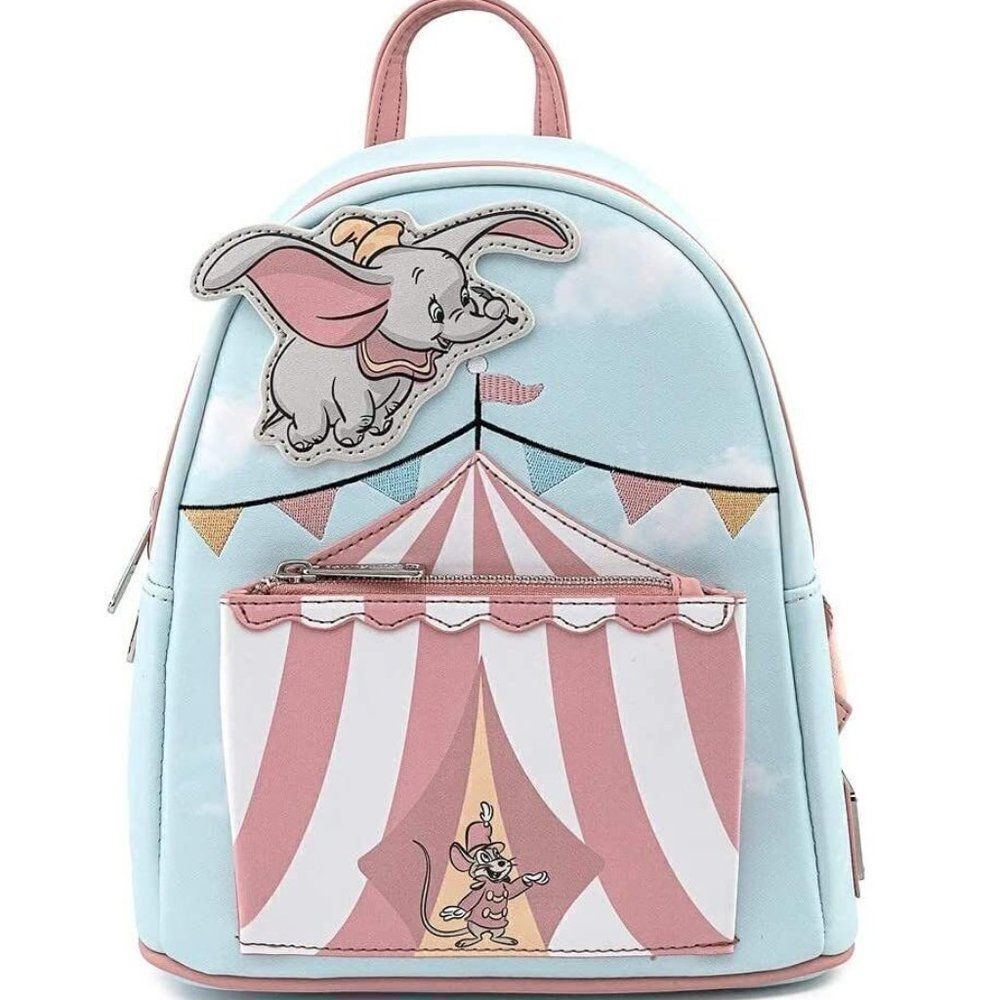Loungefly Disney Dumbo Flying Circus Pink & Blue Pastel Tent Mini Backpack